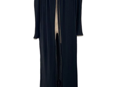 Versatile 1981 Bill Tice Full Length Black Pleated Jersey Coat w Gold Cord Detailing Online Hot Sale