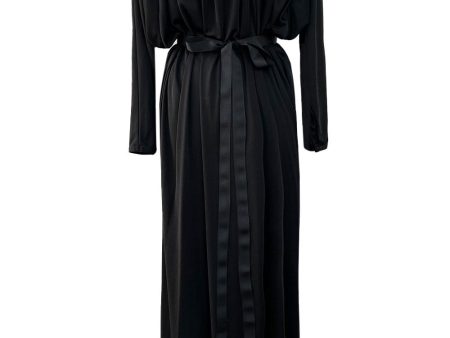 Easy to Wear 1980s Bill Tice Black Jersey Caftan Feel Dress w Gold Shoulder Detail Detail Fashion