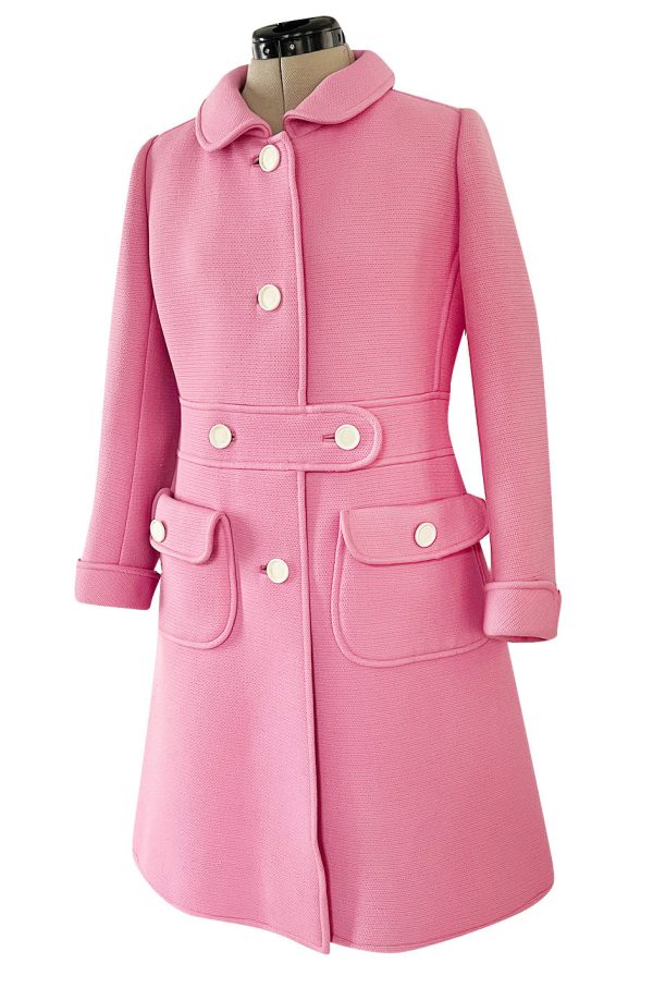 Exceptional Museum Held Fall 1969 Andre Courreges Couture Sculpted Pink Coat Hot on Sale