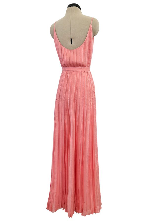 Chanel 1975-76 Haute Couture Top Stiched Pink with Belt - 13.5  W Cheap