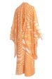 1980s Hanae Mori Pastel Tangerine & Ivory Printed Silk Chiffon Dress w Matching Chiffon Capelet Supply