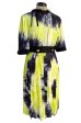 Gorgeous Spring 2019 Prada Look 41 Runway Neon Green & Navy Tie Dye Dress For Discount