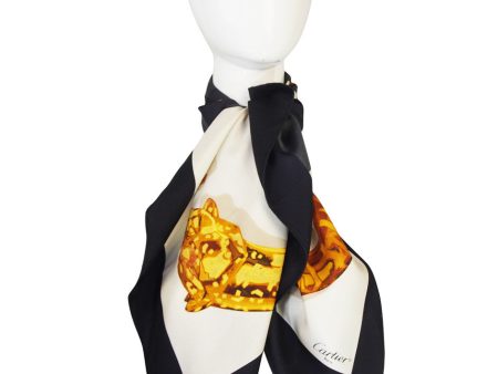 Vintage Panthere Silk Twill Cartier Scarf Online Sale