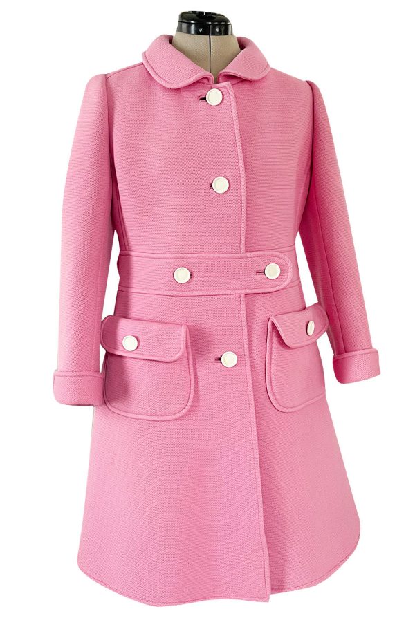 Exceptional Museum Held Fall 1969 Andre Courreges Couture Sculpted Pink Coat Hot on Sale