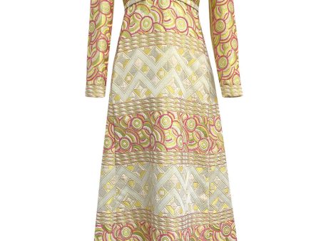 Wonderful 1960s Malcolm Starr by Elinor Simmons Pink Detailed Metallic Brocade Dress For Cheap