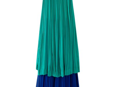 Spectacular Spring 1979 Yves Saint Laurent Silk Chiffon Pleat Dress In Green Blue & Red For Discount