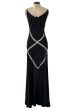 Alexander McQueen 2004 Bias Cut Dress w Bare Back & Silver Ribbon Detailing - 12-13.5  W Online Sale