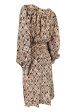 Prettiest 1970s Emanuel Ungaro Haute Couture Full Sleeved Floral & Lattice Printed Silk Dress Online Hot Sale