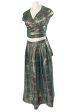 1980s Geoffrey Beene Gold & Turquoise Silk Lame Metallic Skirt & Top Set Sale