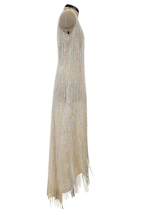 Spectacular Halston Resort 1982 Beaded Fringe Dress Online now