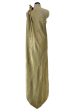 Halston 1976 Couture One Shoulder Gold Metallic Lame Sarong Dress For Discount