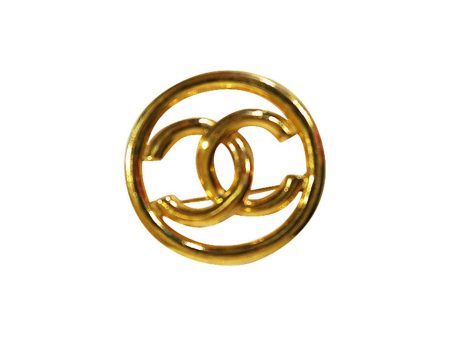 Vintage Gold Tone Chanel Logo Brooch Sale