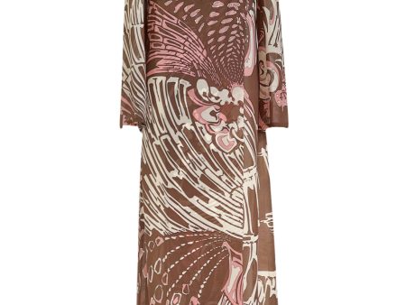 Wonderful 1960s Emilio Pucci Pink & Taupe Printed Silk Chiffon Caftan Dress Discount