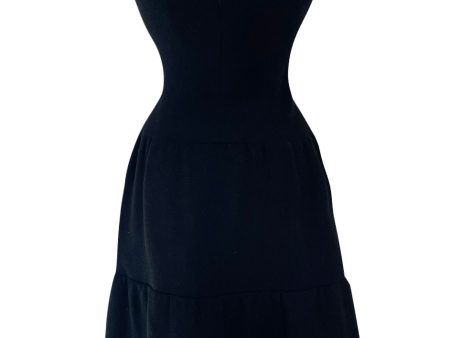 Outstanding 1960s Norman Norell Black Wool Crepe Dress w Full Tiered Skirting Online Sale