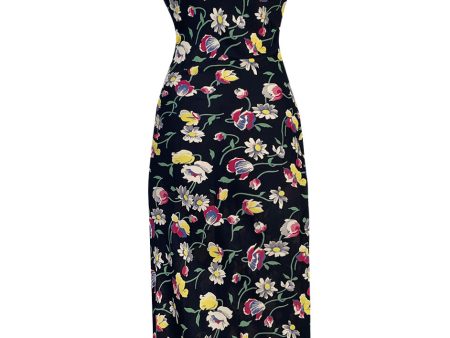 Very Pretty Late 1930s Early 1940s Unlabeled Bias Cut Floral Print Silky Rayon Slip Dress on Sale