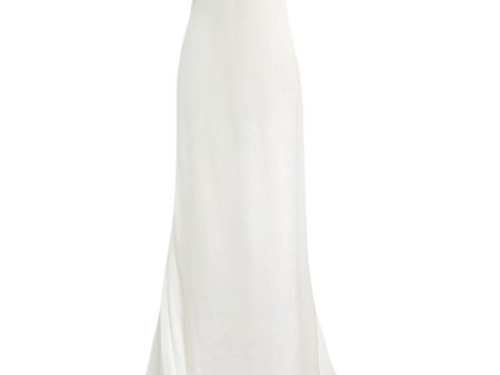 Vintage Valentino White Silk Wedding Dress w Elaborate Trains, Pleating & Extensive Beading Detail For Sale