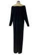 Easy to Wear 1980s Bill Tice Black Jersey Caftan Feel Dress w Gold Shoulder Detail Supply