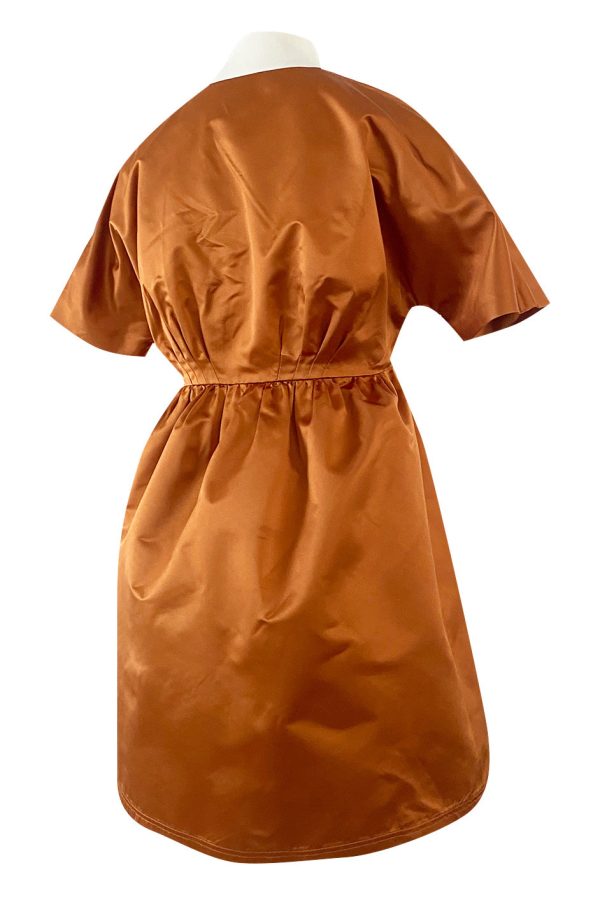 Spring 2007 Prada Burnished Gold Silk Satin Front Knot Plunging Empire Mini Dress Sale