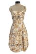 Rare 1960s Jane Derby by Oscar de la Renta Floral Print Dress w Ribbon & Bubble Skirt Detail Fashion