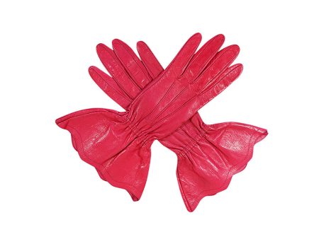 Vintage Yves Saint Laurent Pink Leather Gauntlet Gloves 7 Fashion