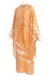 1980s Hanae Mori Pastel Tangerine & Ivory Printed Silk Chiffon Dress w Matching Chiffon Capelet Supply