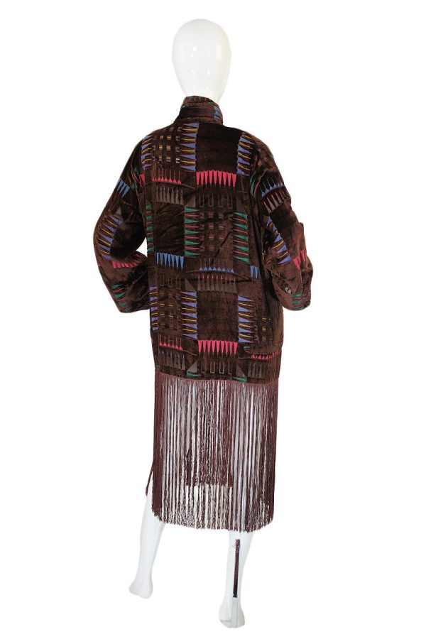 1920s Velvet Fringe Flapper Duster Coat Fashion