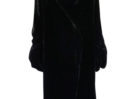 1920s Unlabeled Silk Velvet Coat with Pale Green Silk Lining Hot on Sale