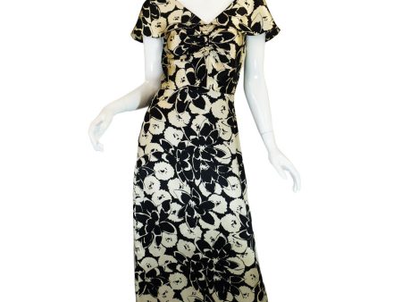 1930s Bold Bias Cut Silk Floral Print Maxi For Discount