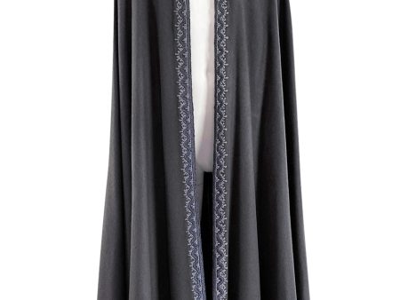 Wonderful 1970s Grey Full Length Wool Cape w Elaborate Braided Edge Detail Fashion