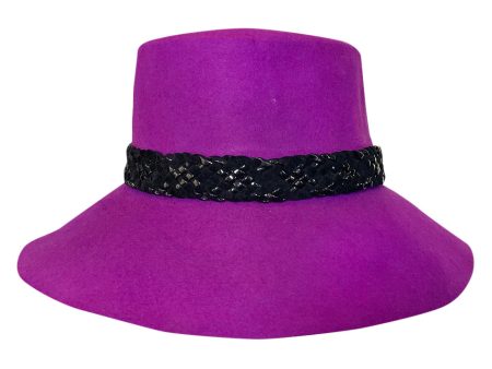 Wonderful c1997 Yves Saint Laurent Purple Felt Hat w Braided Band For Discount