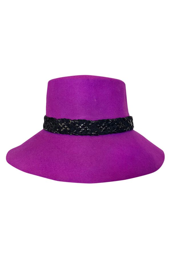 Wonderful c1997 Yves Saint Laurent Purple Felt Hat w Braided Band For Discount