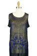 1920s Silk Blue Beaded Flapper Dress For Discount