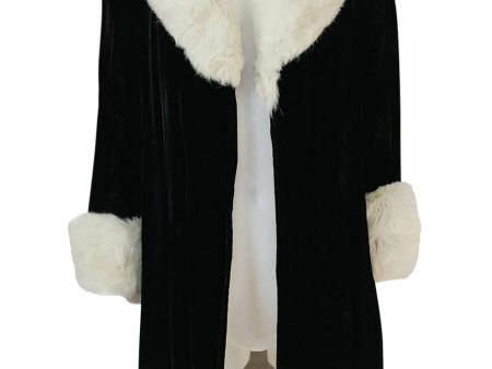 Wonderful 1920s Unlabeled Black Velvet Coat w Ermine Collar & Cuffs Discount