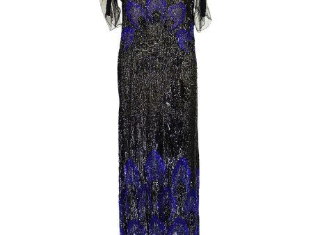 1920s Blue Peacock Sequin Flapper Dress Supply