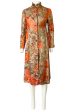 Unusual 1960s Bill Blass Open Panel Gold & Coral Metallic Coat Cheap