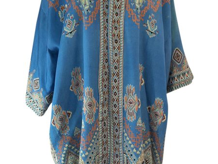 1920s Unusual Blue Printed Silk Japanese Tourist Kimono Jacket Online