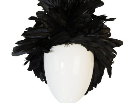 Vintage Renata Originals Elaborate Black Feather Hood Hat on Sale