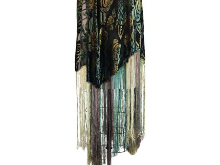 1920s Ombre Silk Devore Fringe Shawl Online Hot Sale