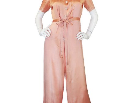 1930s Peach Pink Silk Satin Jumpsuit Or Lingerie Piece Hot on Sale