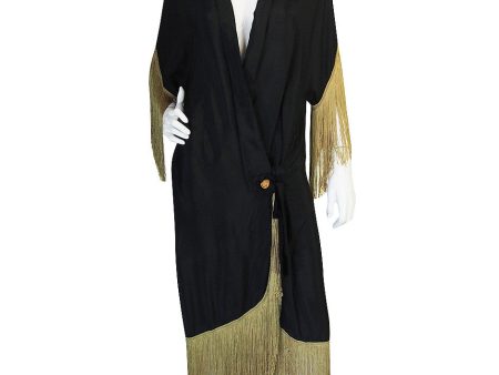 1920s Silk Fringe Dressing Gown or Evening Coat Hot on Sale