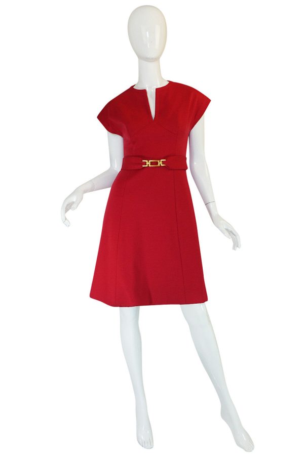 Treasure Item - c1973 Red Knit Wool Dress & Belt from Saks Online Sale