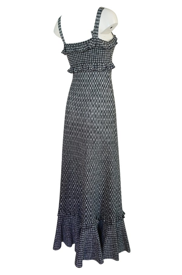 Vintage Chanel Black & White Check Soft Stretch Knit Halter Dress Cheap