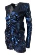 Fall 2017 Yves Saint Laurent Blue Patent Leather Ruffled Runway Dress Cheap