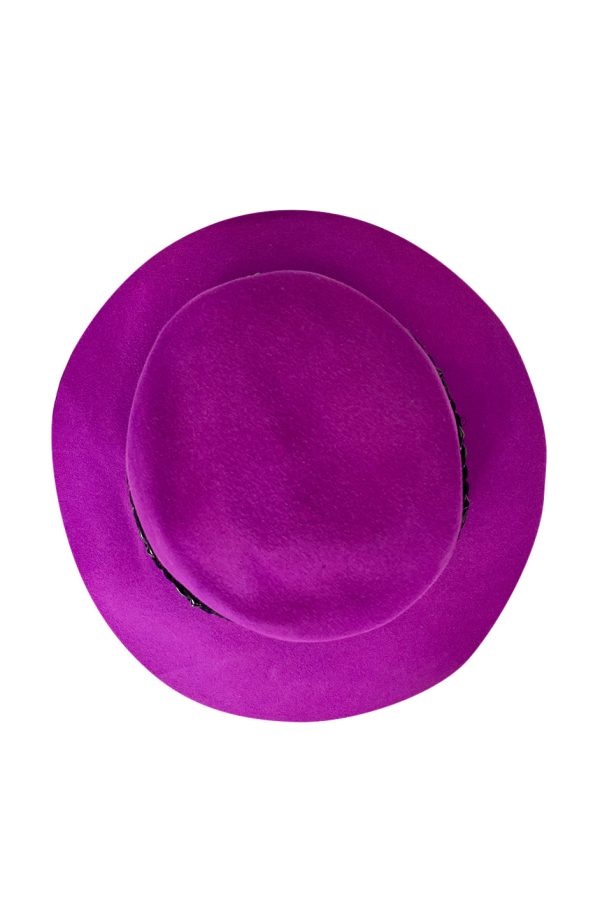 Wonderful c1997 Yves Saint Laurent Purple Felt Hat w Braided Band For Discount