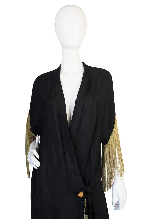 1920s Silk Fringe Dressing Gown or Evening Coat Hot on Sale