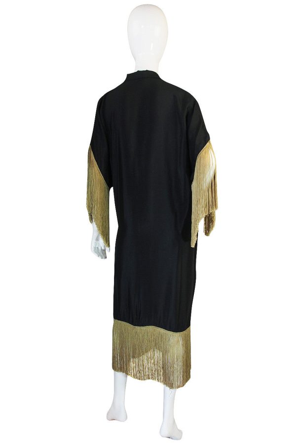 1920s Silk Fringe Dressing Gown or Evening Coat Hot on Sale