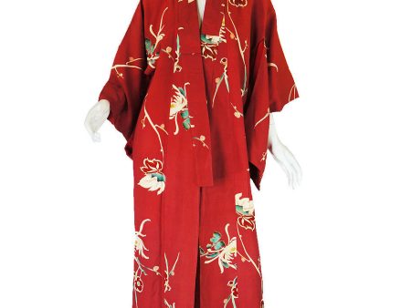 1930s Hand Painted Silk Crepe Kimono Fashion