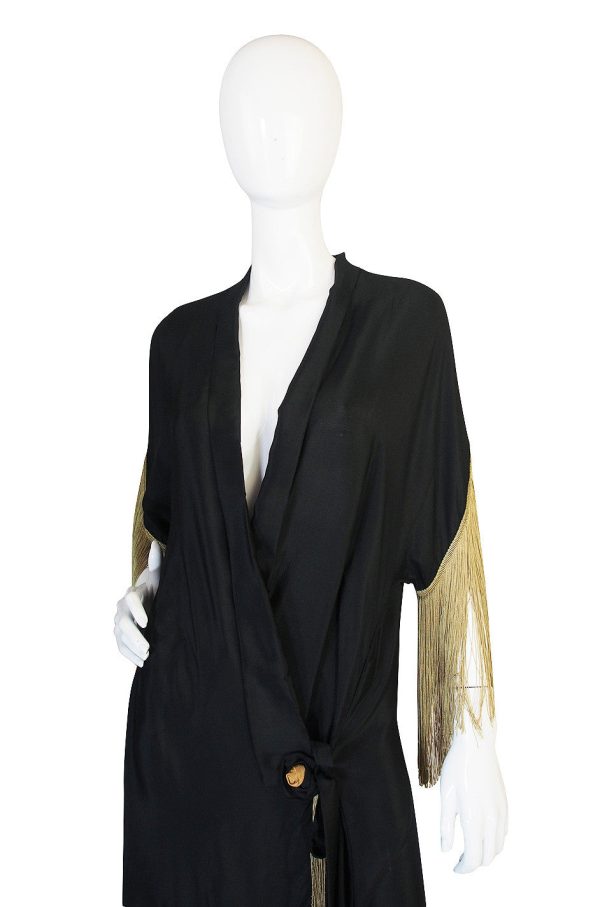 1920s Silk Fringe Dressing Gown or Evening Coat Hot on Sale