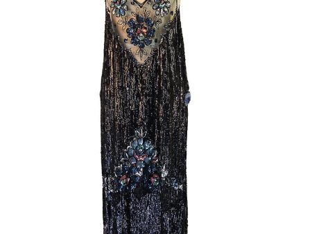 1920s Silk Net Sequin Flapper Over Dress For Sale