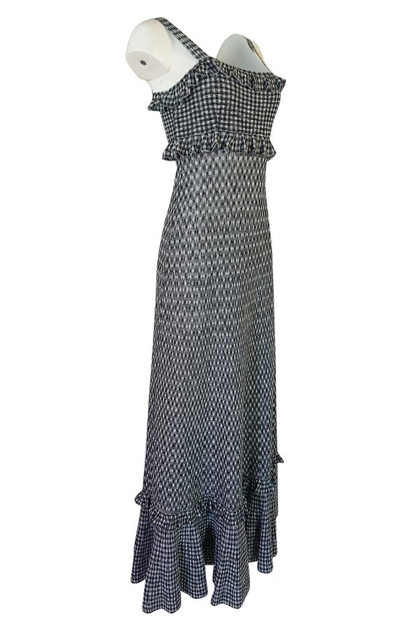 Vintage Chanel Black & White Check Soft Stretch Knit Halter Dress Cheap